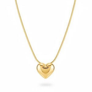 Puff Heart Necklace – Gold Plated | Valentine's Gift | Snake Chain | Giftable